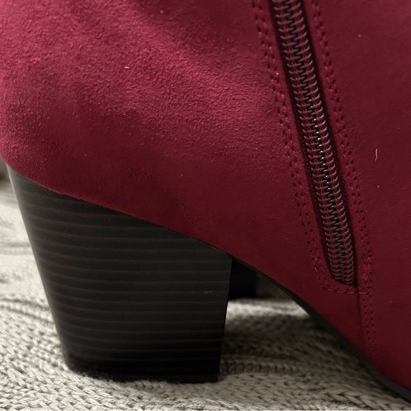 Style & Co. Russet Red Suede Ankle Booties with Side Zipper - Picture 6 of 8